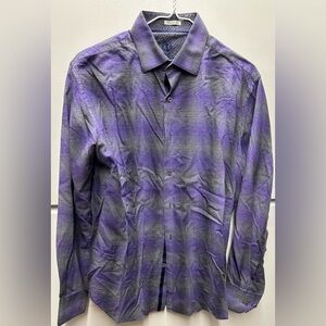 Bugatchi Purple and Black Casual Button Down Shirt
